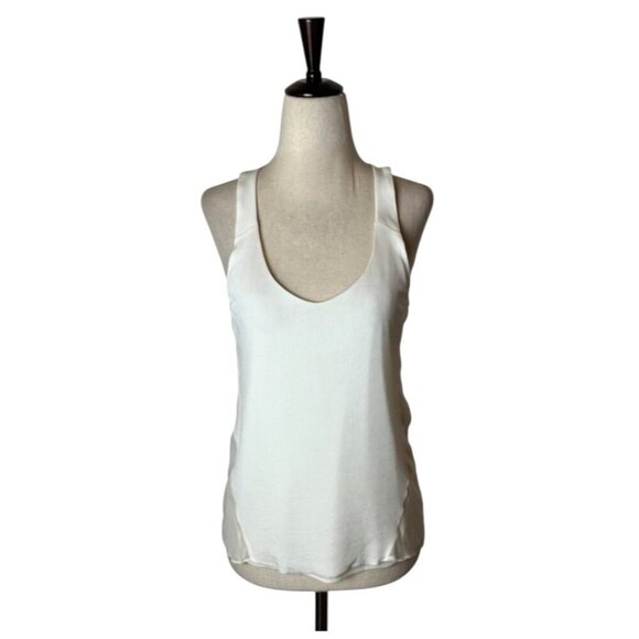 Rag & Bone Tank Top Women XS Ivory Chieftail Racerback Silk Insets Top Luxury - Picture 2 of 12